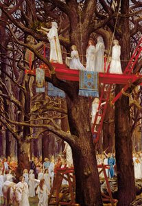 Druidas cortando o visco no sexto dia da lua